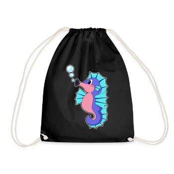 Cute Seahorse - Drawstring Bag - black - Front