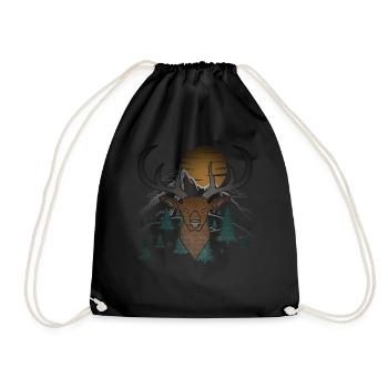 Bois de lune de cerf avec bois de cerf - Sac de sport léger - noir - Devant