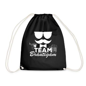 Heiraten JGA Bier Trinken Saufen Bräutigam - Turnbeutel - Schwarz - Vorne