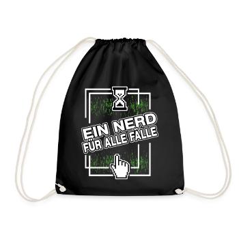nerd administrator IT abteilung pixel coder - Turnbeutel - Schwarz - Vorne