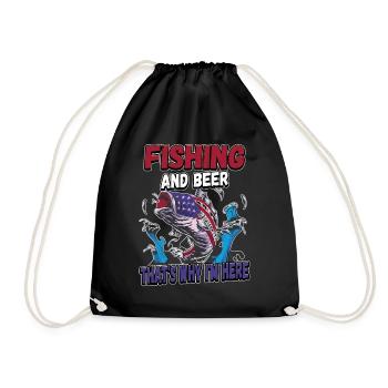Fishing and beer that's why I'm here Fischer saying - Drawstring Bag - black - Front