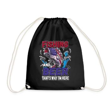 Fishing and beer that's why I'm here Fischer saying - Drawstring Bag - black - Front