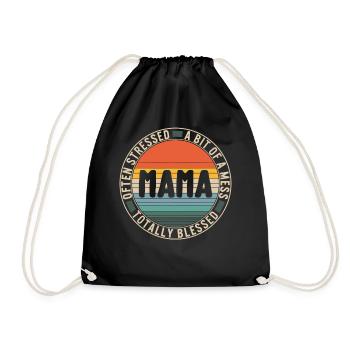 Mama Shirt, Often Stress Bit Of A Mess Totally - Drawstring Bag - black - Front