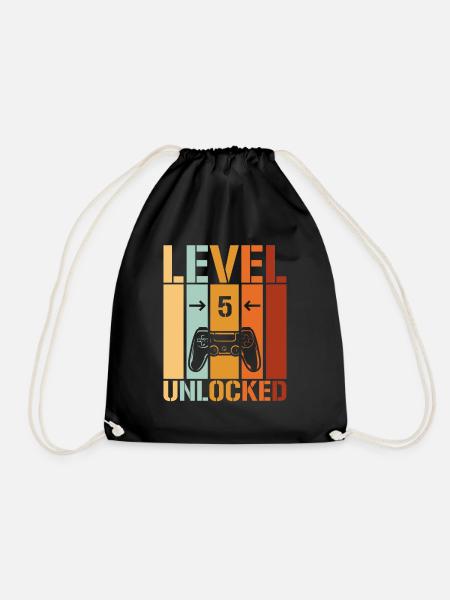5. Geburtstag Level 5 unlocked - Turnbeutel - Schwarz