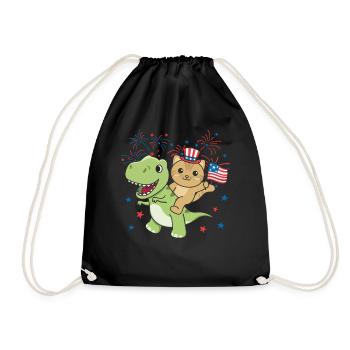 Chat avec T-Rex pour le feu d’artifice du quatrième juillet - Sac de sport léger - noir - Devant