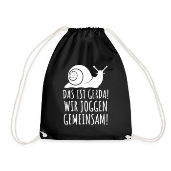 Das ist Gerda Wir joggen gemeinsam, Laufen, Rennen - Turnbeutel - Schwarz - Vorne