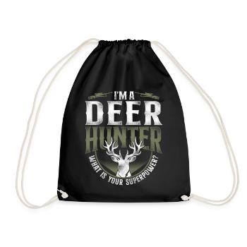 Buck Deer Hunting Hunter Vintage - Turnbeutel - Schwarz - Vorne
