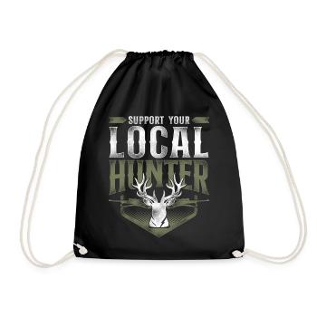 Buck Deer Hunting Hunter Vintage - Drawstring Bag - black - Front