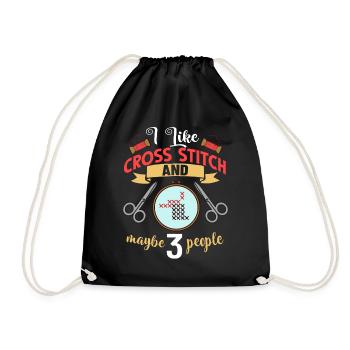 Cross Stitch Pattern Cross Stitch Needles Embroidery Weaving - Drawstring Bag - black - Front