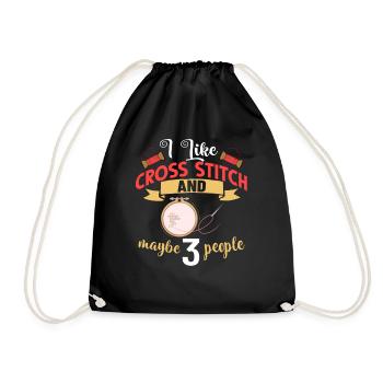 Cross Stitch Pattern Cross Stitch Needles Embroidery Weaving - Drawstring Bag - black - Front