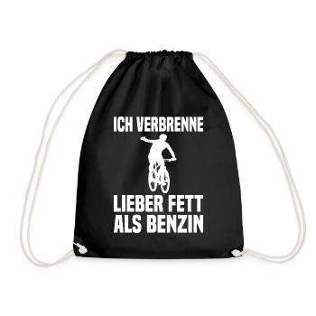 Ich Verbrenne Lieber Fett Als Benzin Radfahrer - Turnbeutel - Schwarz - Vorne