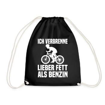 Ich Verbrenne Lieber Fett Als Benzin Radfahrer - Turnbeutel - Schwarz - Vorne