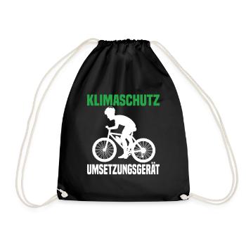 Klimaschutz Umsetzungsgerät Fahrrad Fahren Klima - Turnbeutel - Schwarz - Vorne