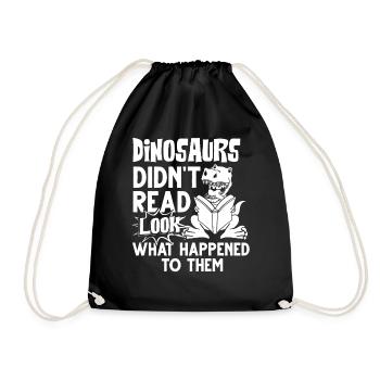 Dinosaur Book Read Dino Read Funny Readers - Drawstring Bag - black - Front