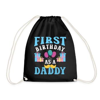 First Birthday As Daddy Father Papa Party - Drawstring Bag - black - Front