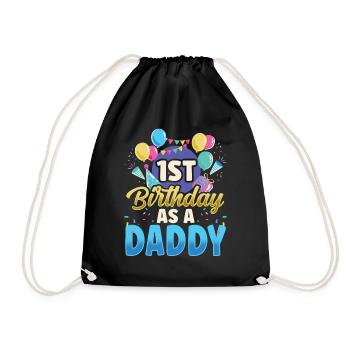 Erster Geburtstag Als Papi Vater Party Papa - Turnbeutel - Schwarz - Vorne