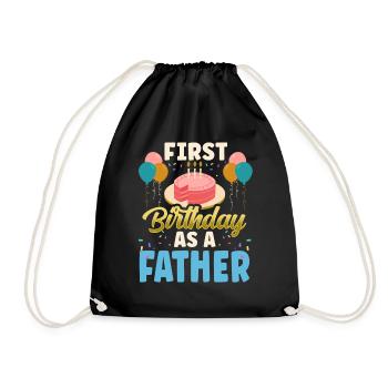 First Birthday As Father Papa Party Daddy - Drawstring Bag - black - Front