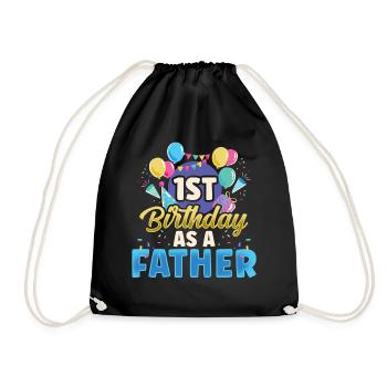 First Birthday As a Father Party Daddy Papa - Drawstring Bag - black - Front