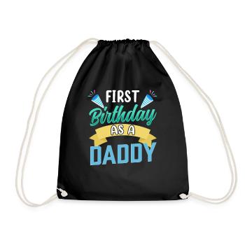 First Birthday As Daddy Father Papa Party - Drawstring Bag - black - Front