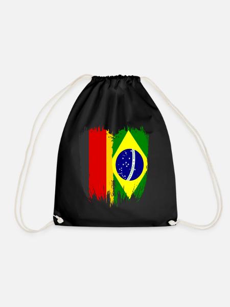 Germany Flag Brazil - Drawstring Bag - black