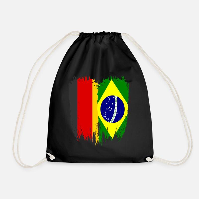 Germany Flag Brazil - Drawstring Bag - black