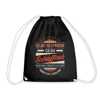 Schaffner Arbeitskollege Kollege Geschenk Retro - Turnbeutel - Schwarz - Vorne