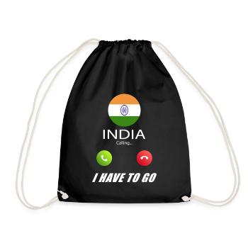 India calls lusiger flags saying - Drawstring Bag - black - Front