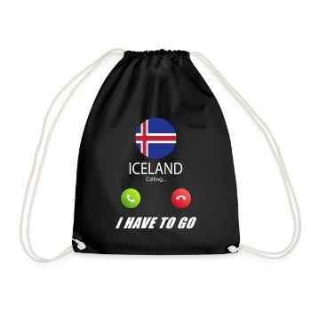 Iceland calls lusiger flags saying - Drawstring Bag - black - Front