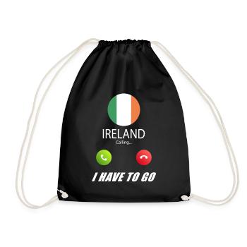 Irland ruft an Lusiger Flaggen Spruch - Turnbeutel - Schwarz - Vorne