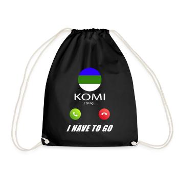 Komi calls to Lusiger flags saying - Drawstring Bag - black - Front