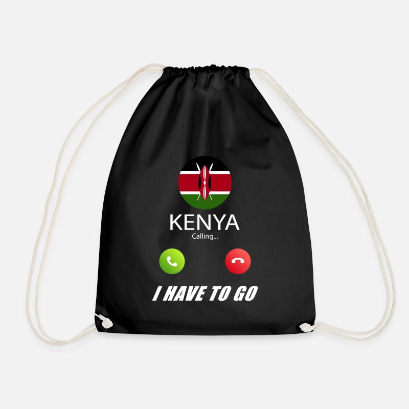 Kenya ruft an Lusiger Flaggen Spruch - Turnbeutel - Schwarz