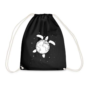 Turtle Earth Sea Turtle Planet I Day - Drawstring Bag - black - Front