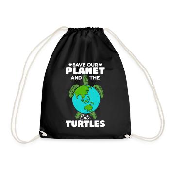 Sea Turtle Day: Save our planet - Drawstring Bag - black - Front