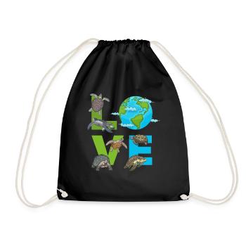 LOVE Turtles Earth Day Turtle Environment Save - Drawstring Bag - black - Front