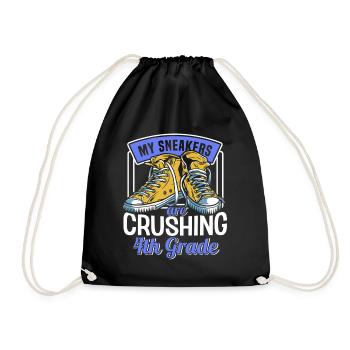 Kids Back to School Crush Sneakers for 4th Grade - Drawstring Bag - black - Front