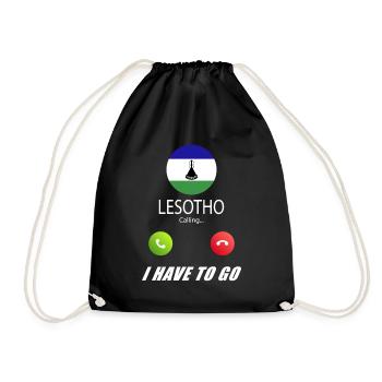 Lesotho ruft an Lusiger Flaggen Spruch - Turnbeutel - Schwarz - Vorne