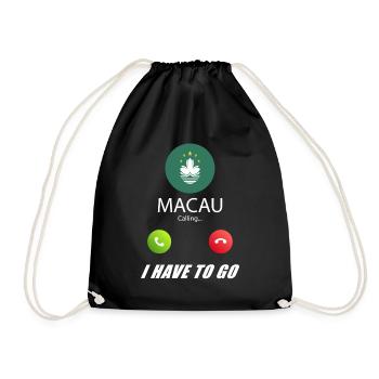 Macau ruft an Lusiger Flaggen Spruch - Turnbeutel - Schwarz - Vorne