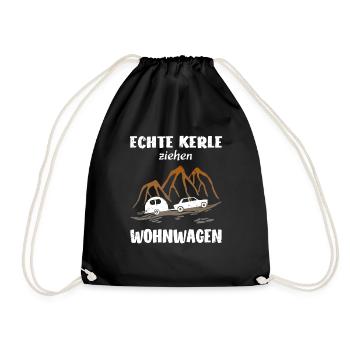 Wohnwagen Camper Urlaub - Turnbeutel - Schwarz - Vorne