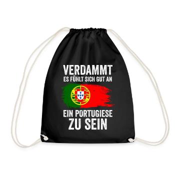 Portugal Portugiese Portugiesisches - Turnbeutel - Schwarz - Vorne