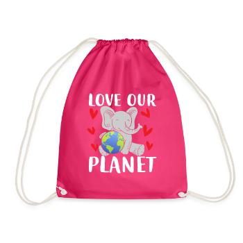 Love Our Planet Elephant Earth - Turnbeutel - Fuchsia - Vorne
