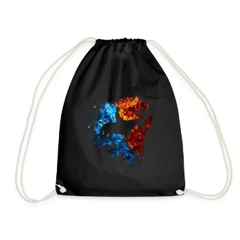 Horse Red Blue Fire Rider Riding - Drawstring Bag - black - Front