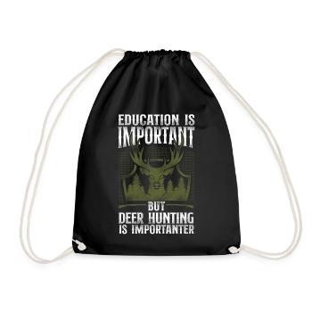 Buck Deer Hunting Hunter Vintage - Drawstring Bag - black - Front