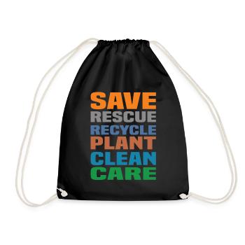 Save Rescue Recycle Plant Clean Care - Turnbeutel - Schwarz - Vorne
