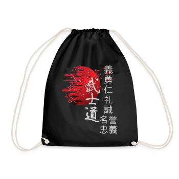 Japan Vintage Japanese Streetwear - Drawstring Bag - black - Front