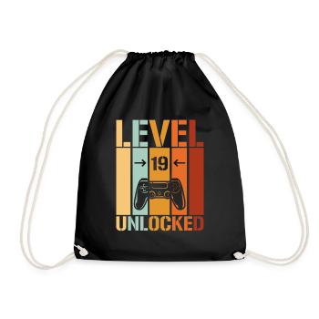 19th Birthday Level 19 unlocked - Drawstring Bag - black - Front