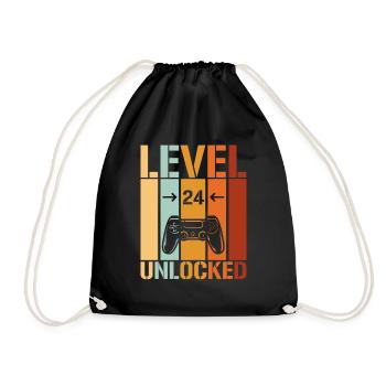 24. Geburtstag Level 24 unlocked - Turnbeutel - Schwarz - Vorne