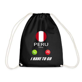 Peru calls lusiger flags saying - Drawstring Bag - black - Front
