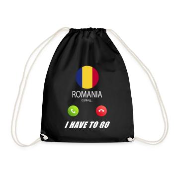 Romania calls lusiger flags slogan - Drawstring Bag - black - Front