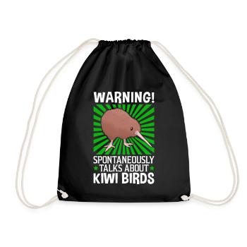 Spontaneously talks about Kiwi Bird New Zealand - Drawstring Bag - black - Front