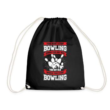 Bowling Grandpa Old Man Bowling Player Gift - Drawstring Bag - black - Front